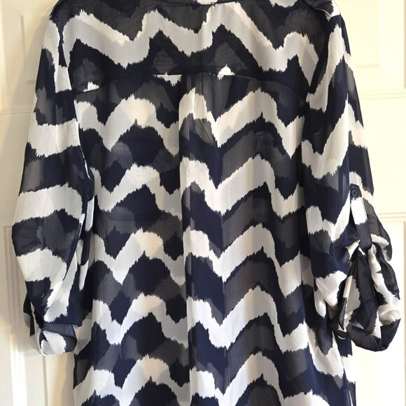 Sheer Navy/White Chevron Shirt - Picture 2 of 6